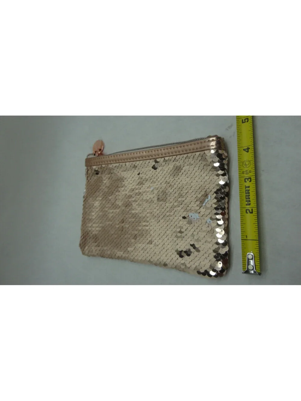 6 x  Reversible Sequin Makeup Cosmetic Pouch Travel Bag Rose Gold / White